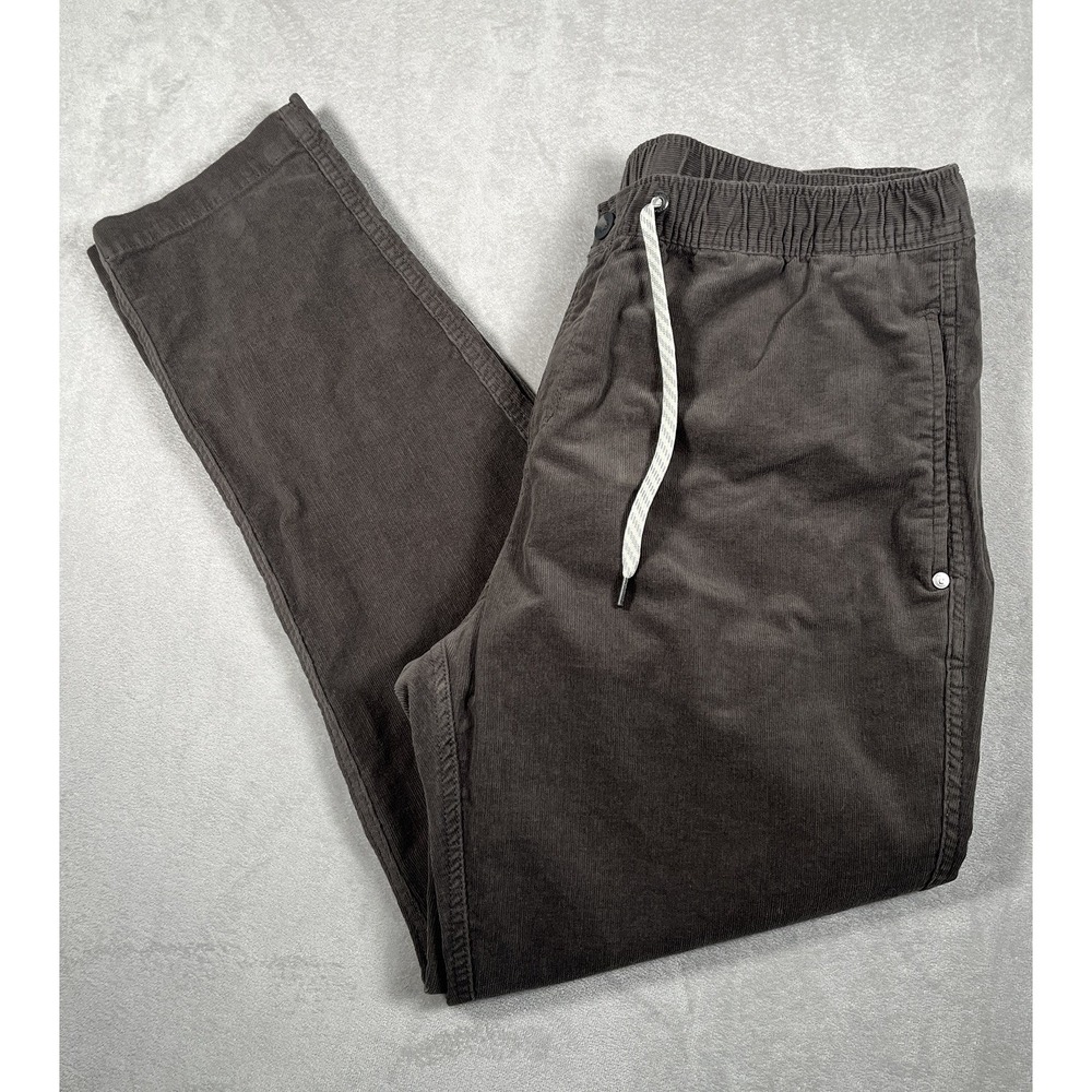 Vuori Optimist Corduroy Pants Mens XL Charcoal Grey Pull On Drawstring V440